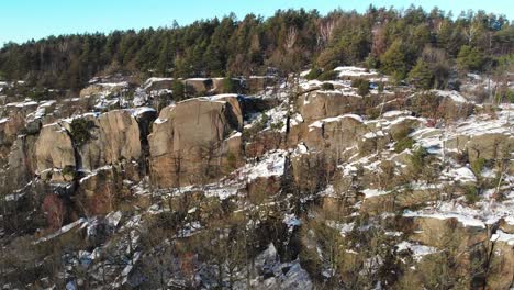 open forest on rocky mountain in east gothenburg, sweden on a sunny day