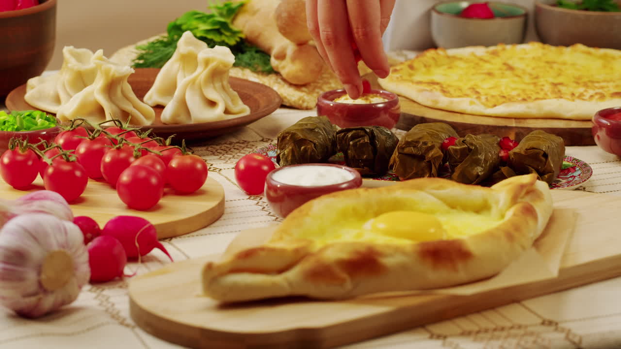 Table with Armenian-style dishes