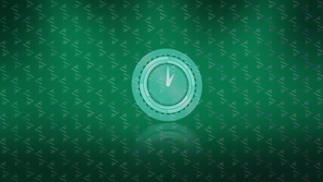 animation of red geometrical shapes over moving clock on green background