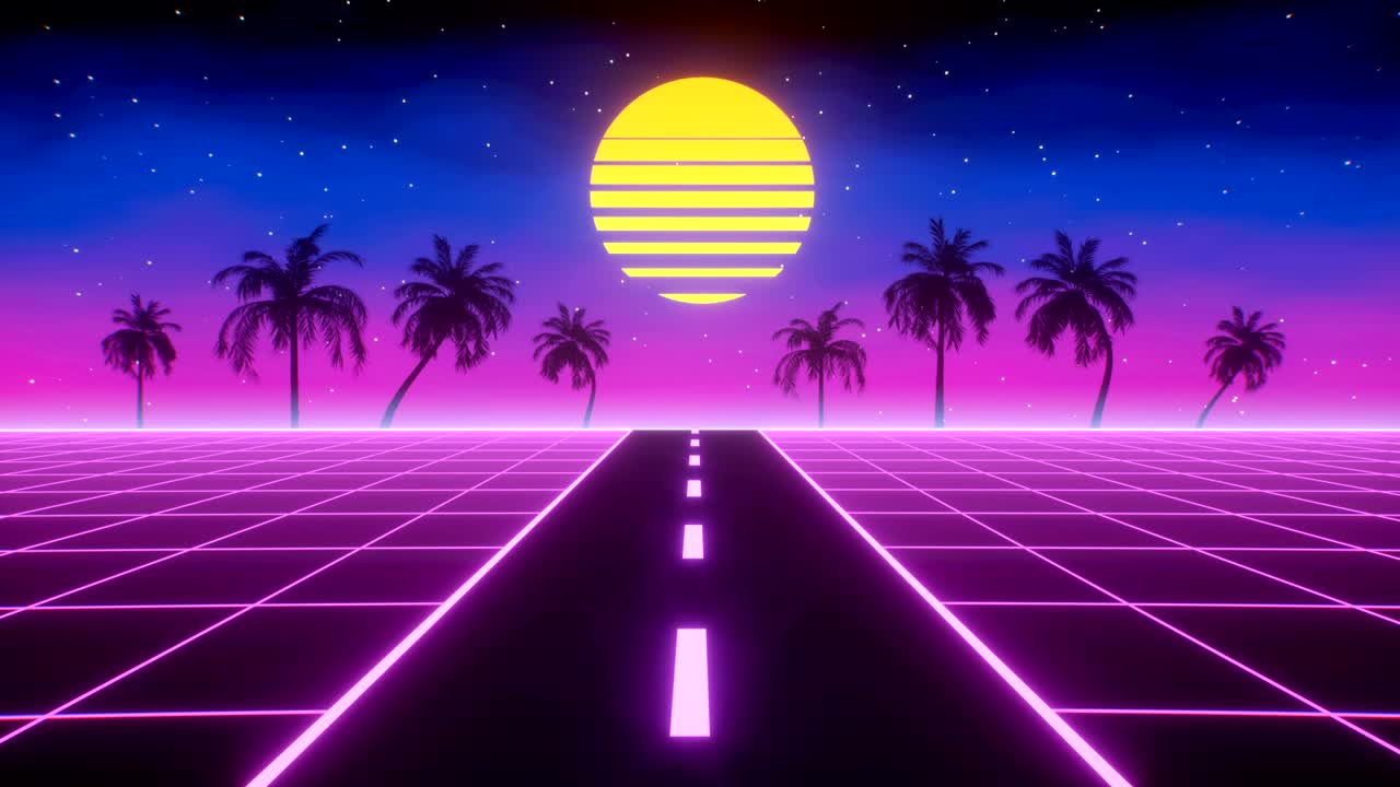 Loop of synthwave retro background