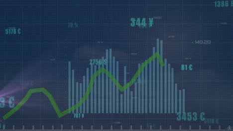 Animation-of-financial-data-processing-with-green-line-and-numbers