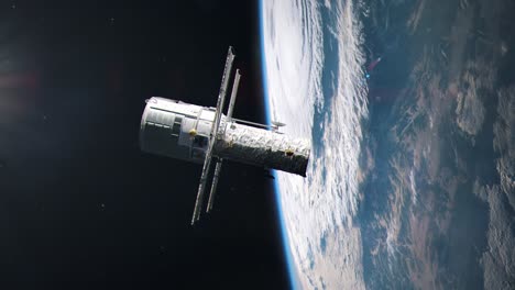 the hubble space telescope in earth orbit turning to observe us