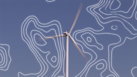 animación de líneas blancas sobre la turbina eólica