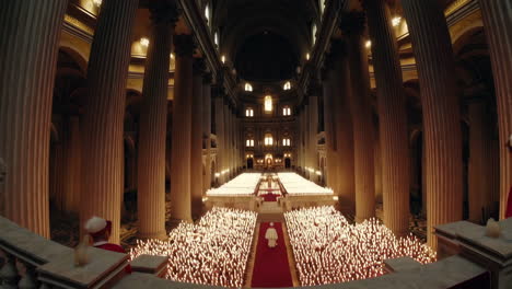 pope in a cathedral with thousands of candles