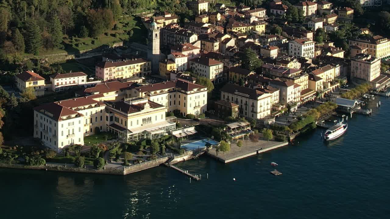 Scenic aerial view of an Italian town nestled in the Alps