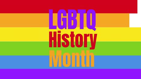 Animation-of-lgbtq-history-month-text-on-rainbow-stripes