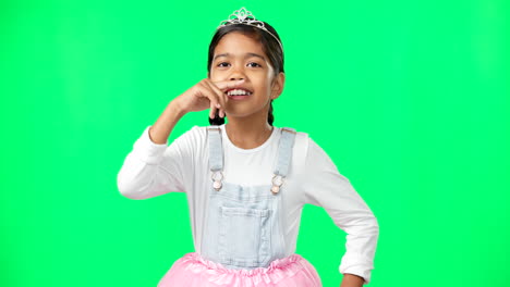 Princess,-funny-face-and-girl-on-green-screen