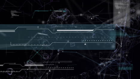 animation of network of connections with digital data processing over dark background