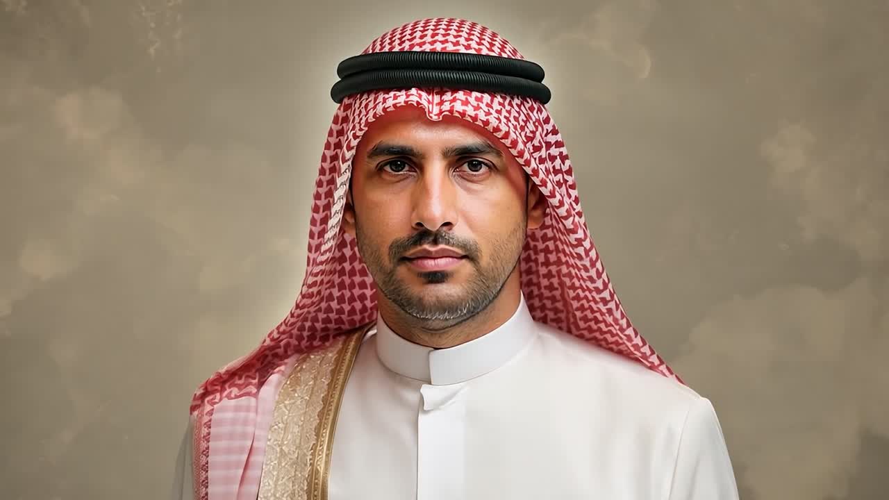 A man in a white robe and headscarf