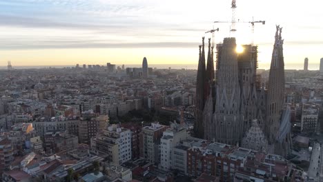 Aerial-view-of-Sagrada-Familia,-Barcelona,-Spain