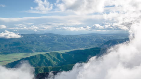 mountain valley with clouds