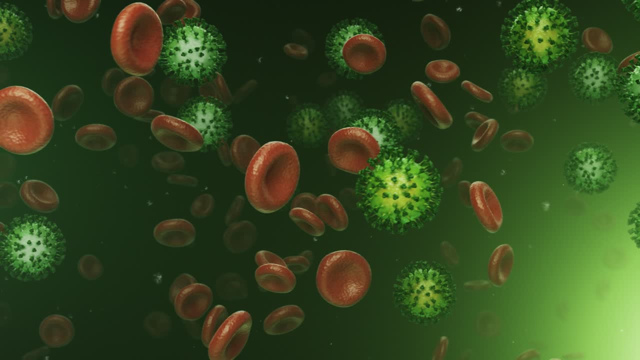 células sanguíneas voladoras con coronavirus