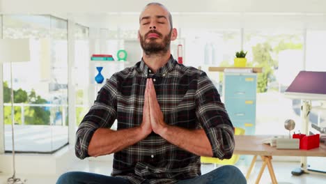 male executive doing yoga in office 4k