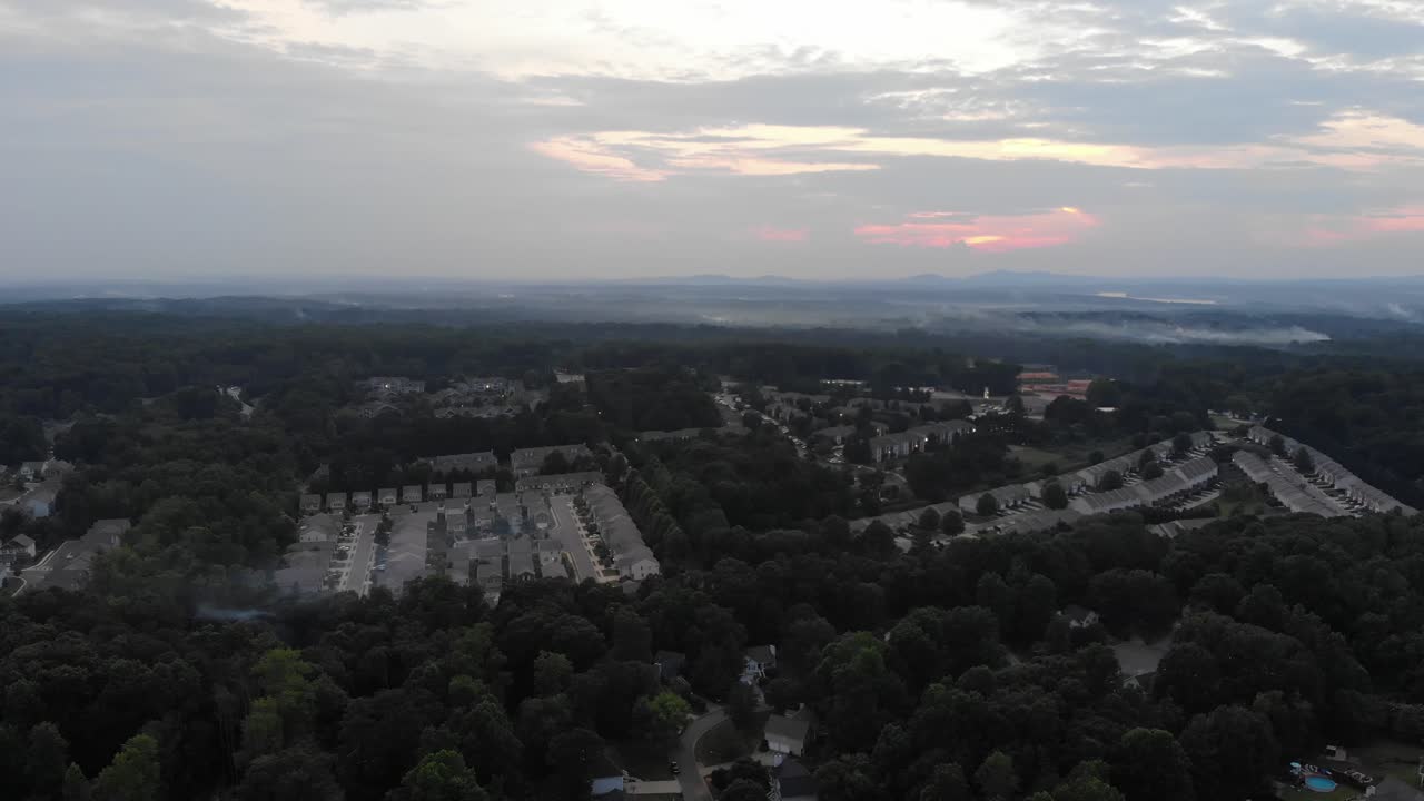 housing developments fireworks sunset woodstock cherokee county gerogia aerial drone