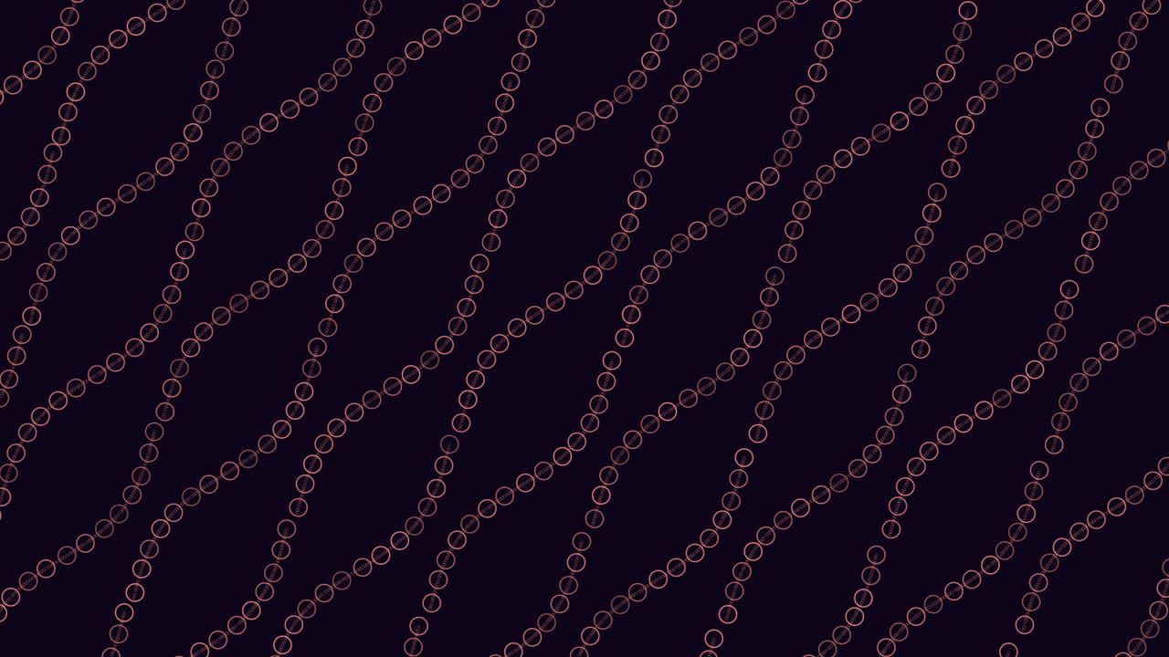 Symmetrical wavy lines seamless pattern of connected circles on dark background