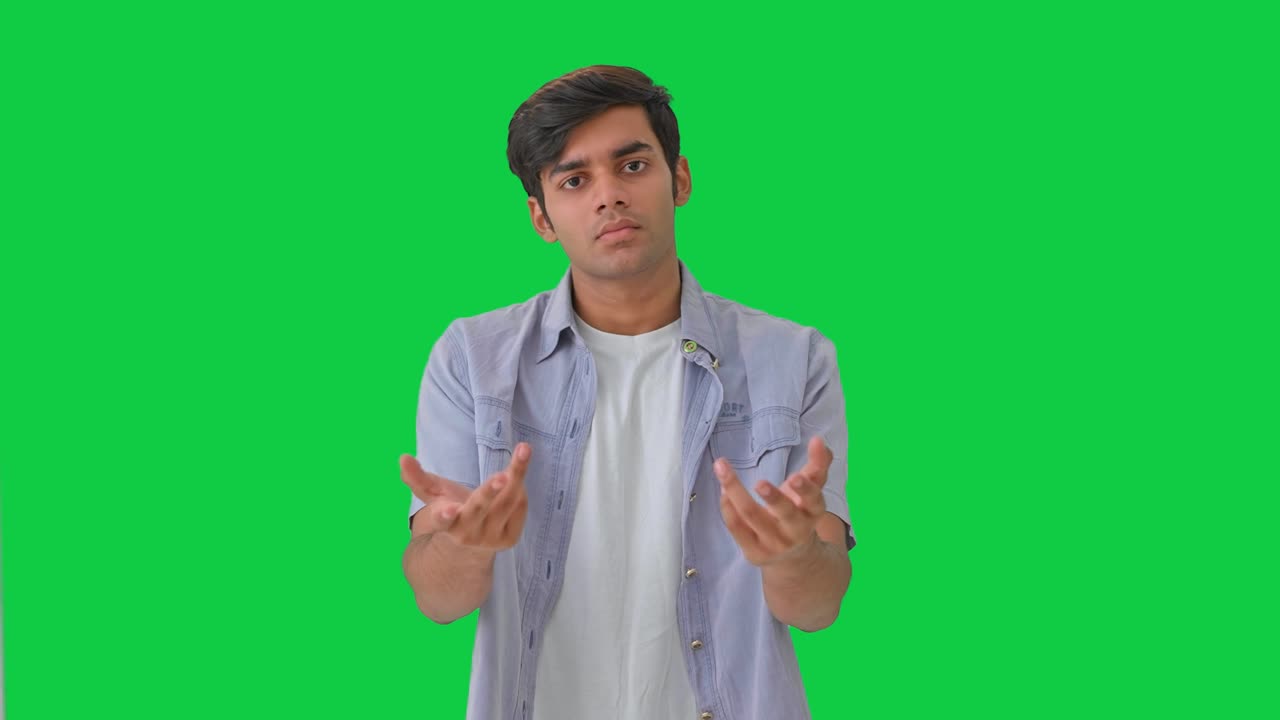 Indian boy asking what question Green screen