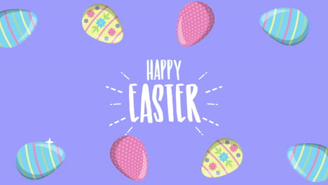 happy easter animated card with eggs painted and lettering