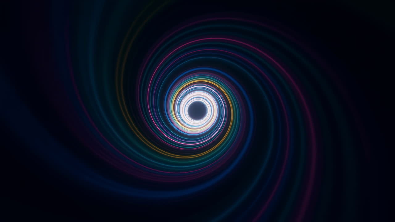Abstract Swirling Tunnel of Colorful Neon Lights