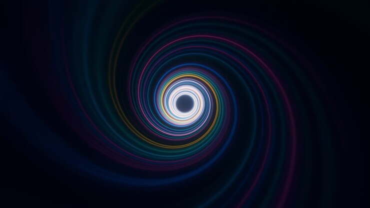 Abstract Swirling Tunnel of Colorful Neon Lights