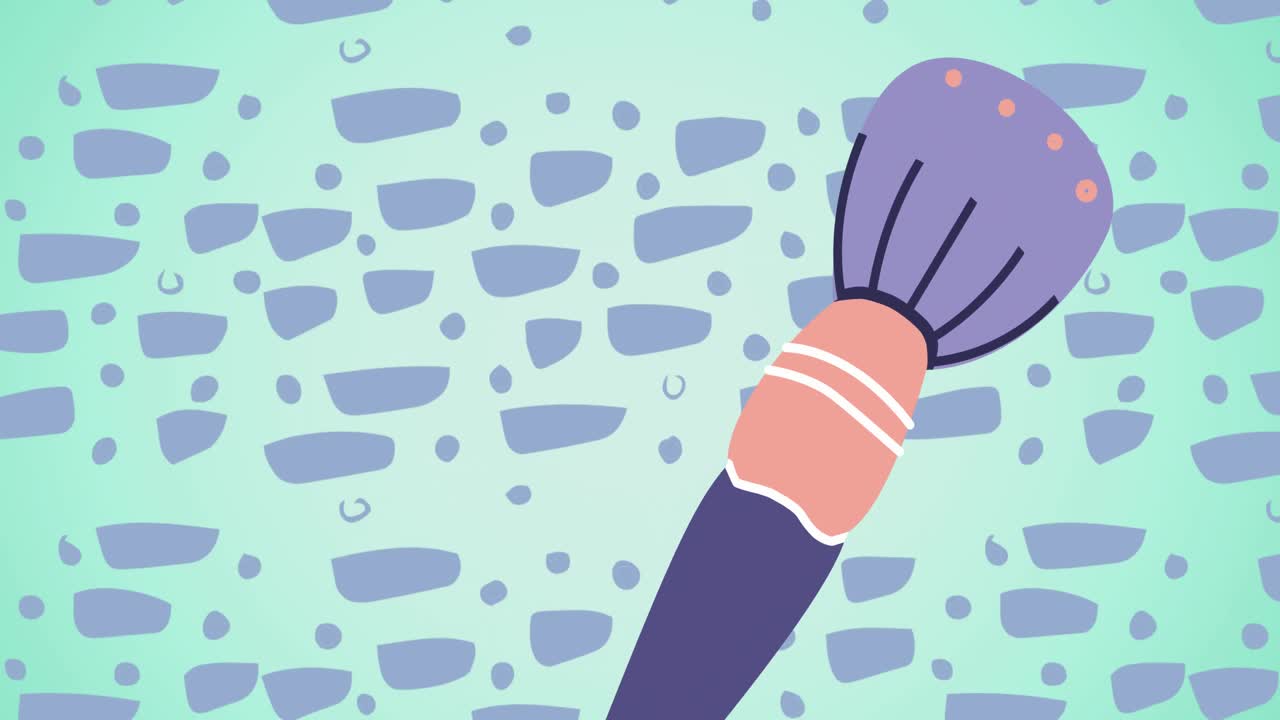 초록색 배경 에 있는 메이크업 브러시 의 애니메이션