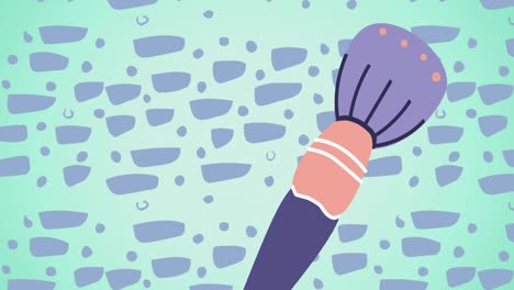 animación de pincel de maquillaje sobre fondo verde
