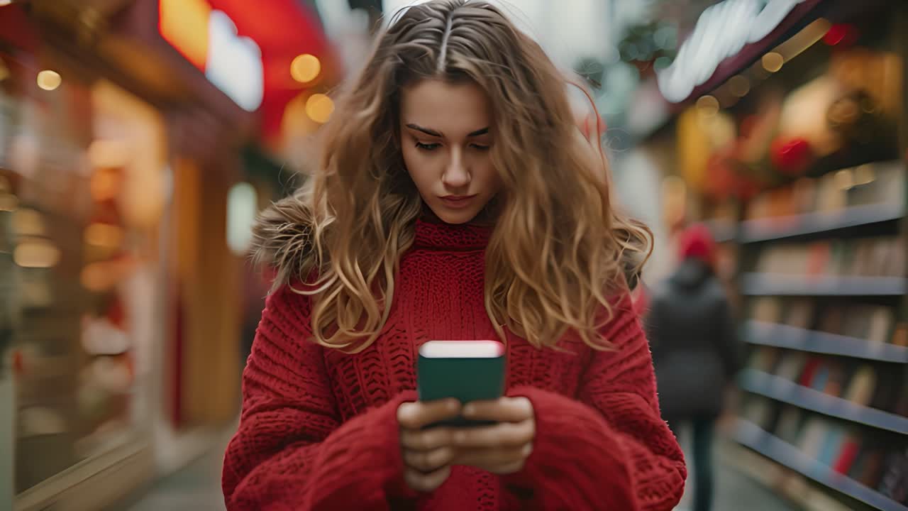 Giovane donna che utilizza uno smartphone all'aperto