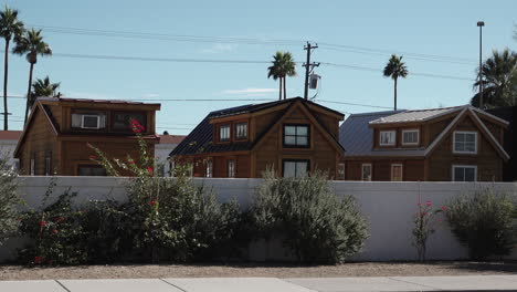 minature houses with palm trees