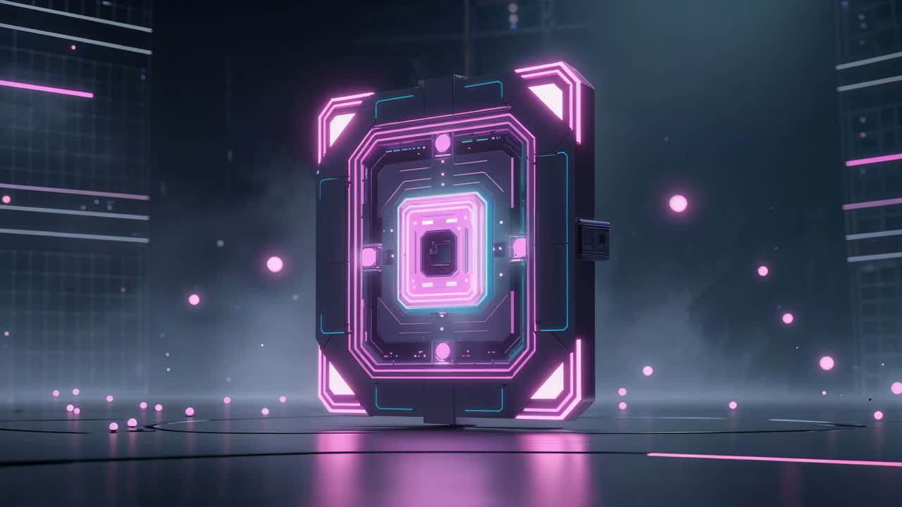 Futuristic Glowing Tech Core with Neon Lights