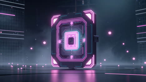 futuristic glowing tech core with neon lights