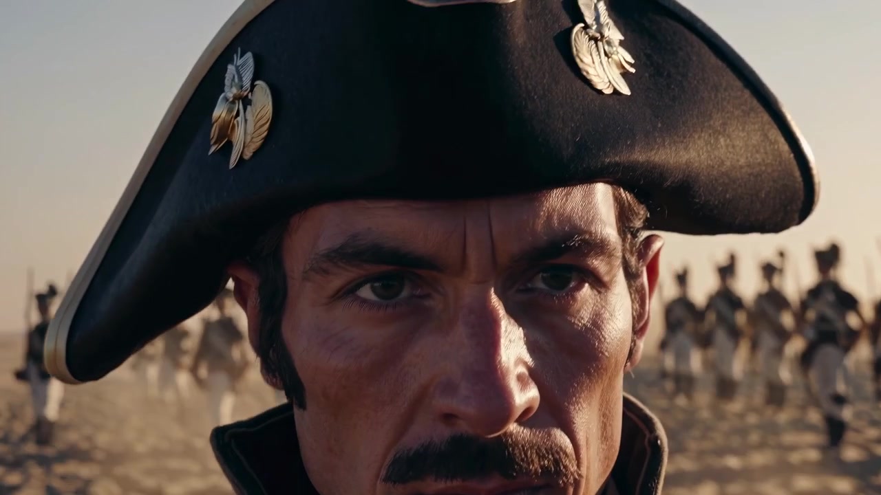 Comandante militare storico che guida soldati sul campo di battaglia