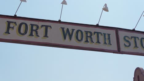 Establishing-shot-of-the-Fort-Worth-Stock-Yards-in-Fort-Worth,-Texas