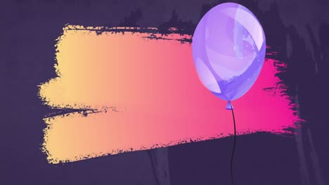 Animation-of-purple-balloon-and-pink-stain-over-dark-background