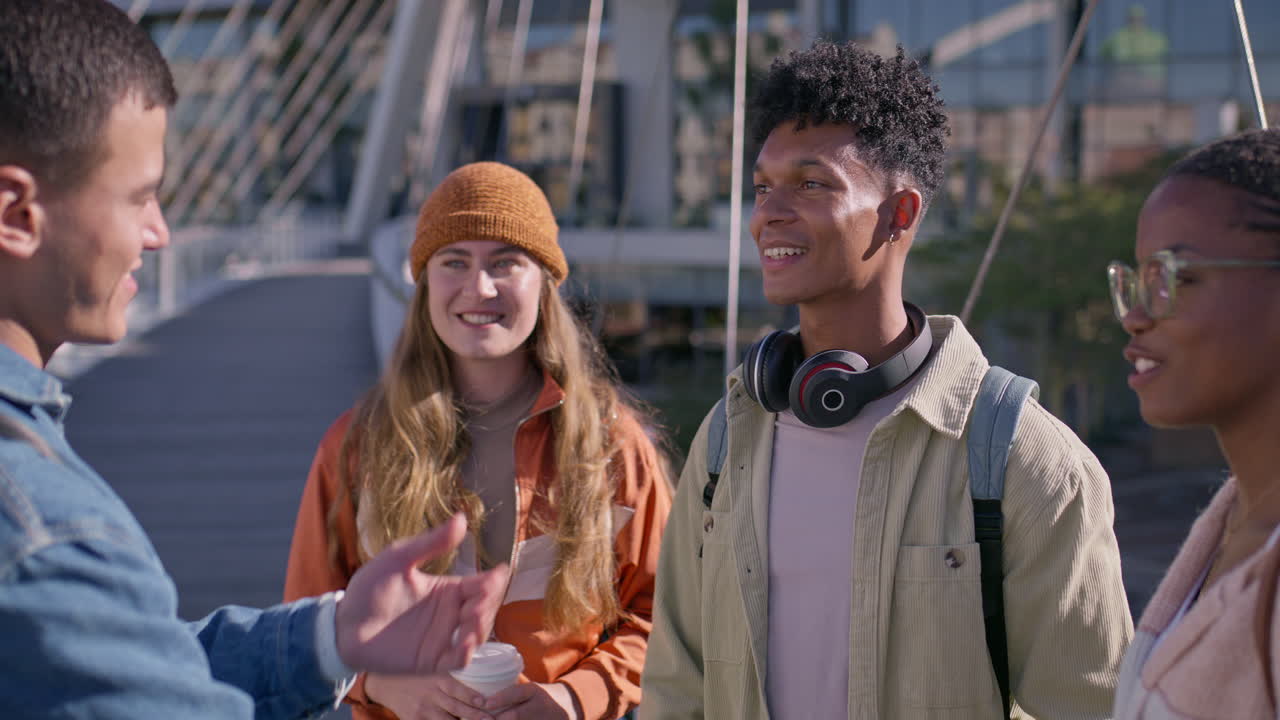 Group of students on a bridge