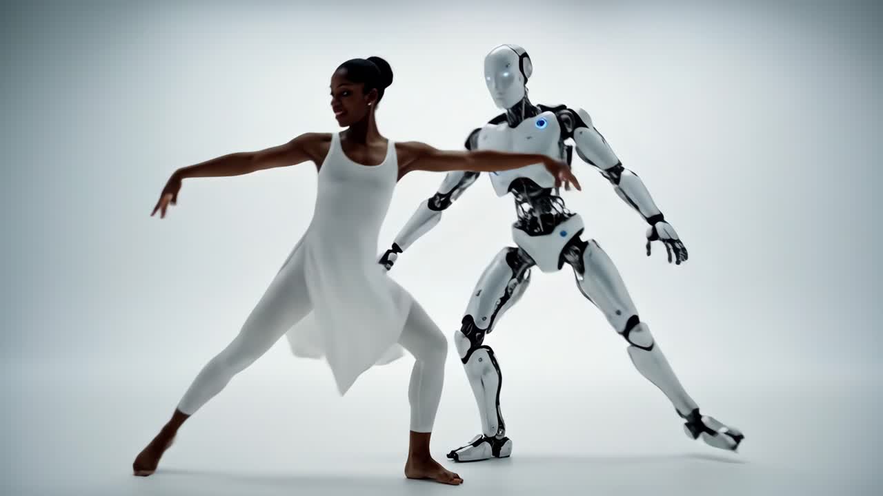 A dancer and a robot performing together