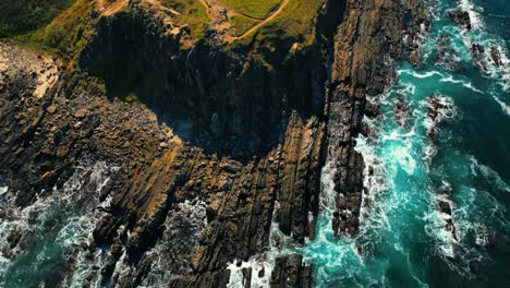 aerial view of seascape along the vast beach on the south coast during summer