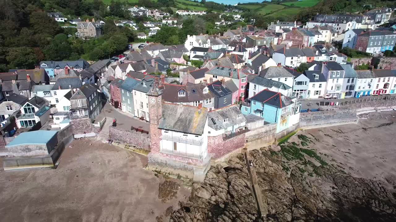 Picturesque Village of Kingsands in Cornwall with Scenic Views from Aerial Drone, UK