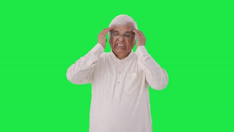 Sick-Indian-old-man-having-a-headache-Green-screen