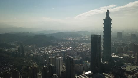 sunny day taipei cityscape famous tower aerial panorama 4k timelapse taiwan