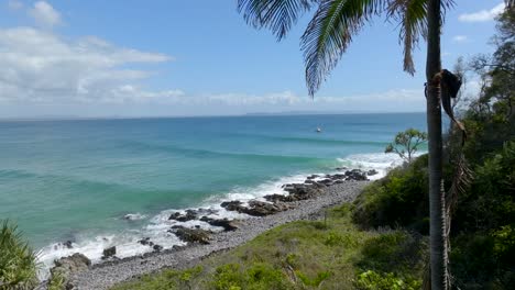 Noosa-Drone-Surf-Session-on-a-sunny-day,-Australia