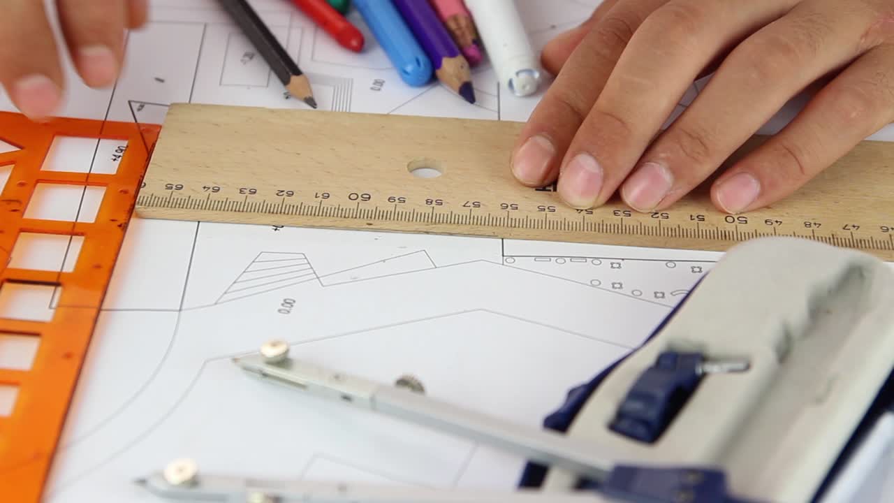 arquitecto estudiante de dibujo proyecto de construcción