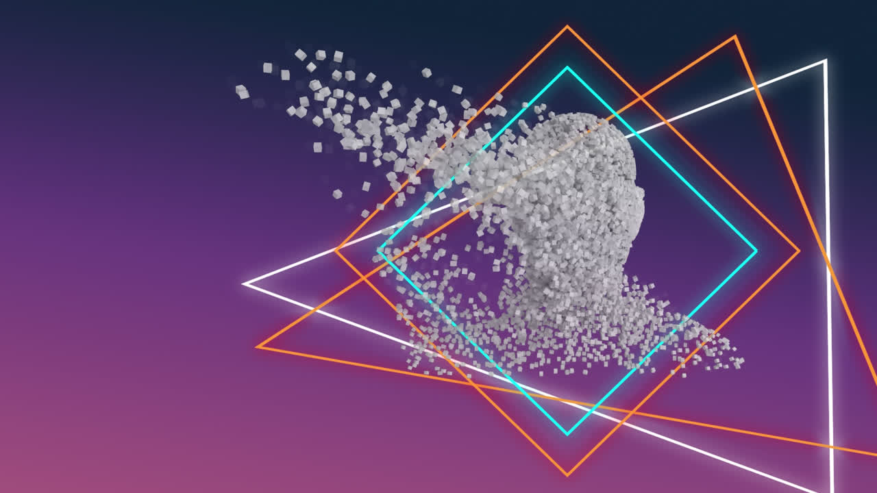 busto humano en movimiento con formas geométricas