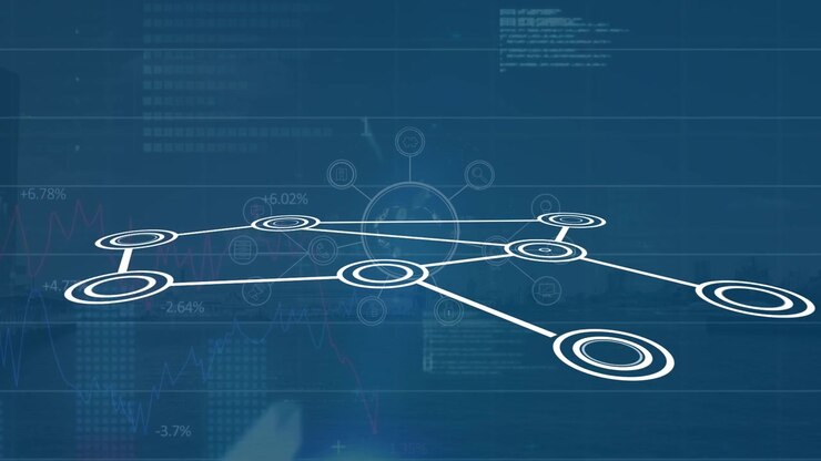 Futuristisk digital grænseflade med globalt netværk og finansiel data
