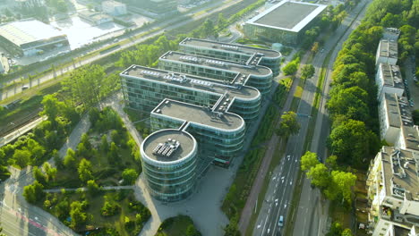 PSTP-Gdynia-buildings---Aerial-fly-over-Pomeranian-Science-and-Technology-Park-Gdynia-in-Poland---bird's-eye-top-view