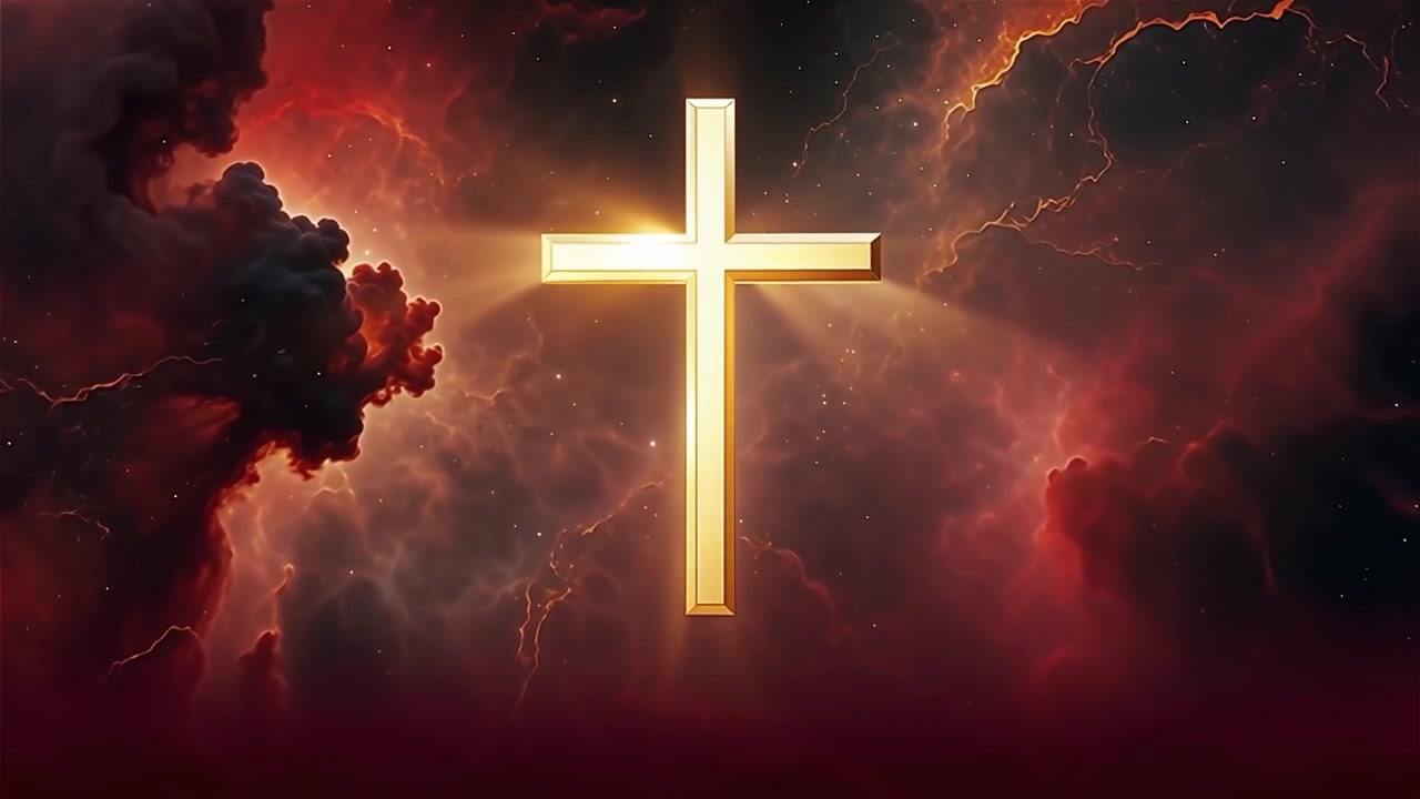 Croce Cristiana Luce Celestiale Sfondo per il Culto.