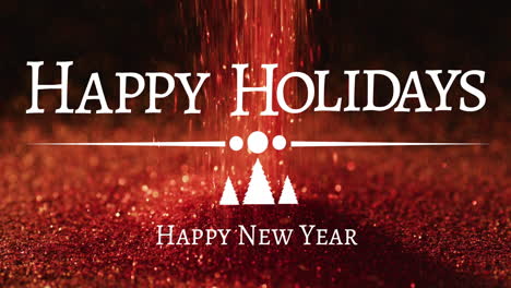 animation of happy holidays text over falling glitter