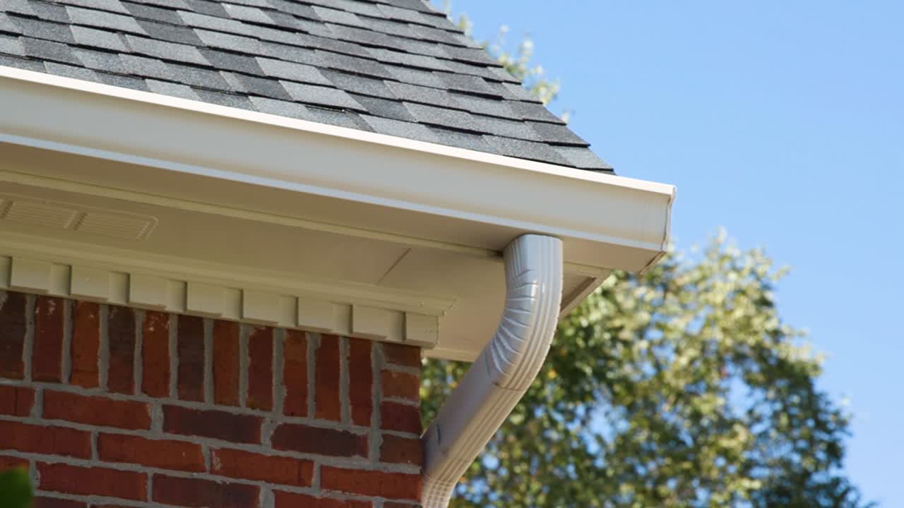 White Aluminum Gutters on Brick House