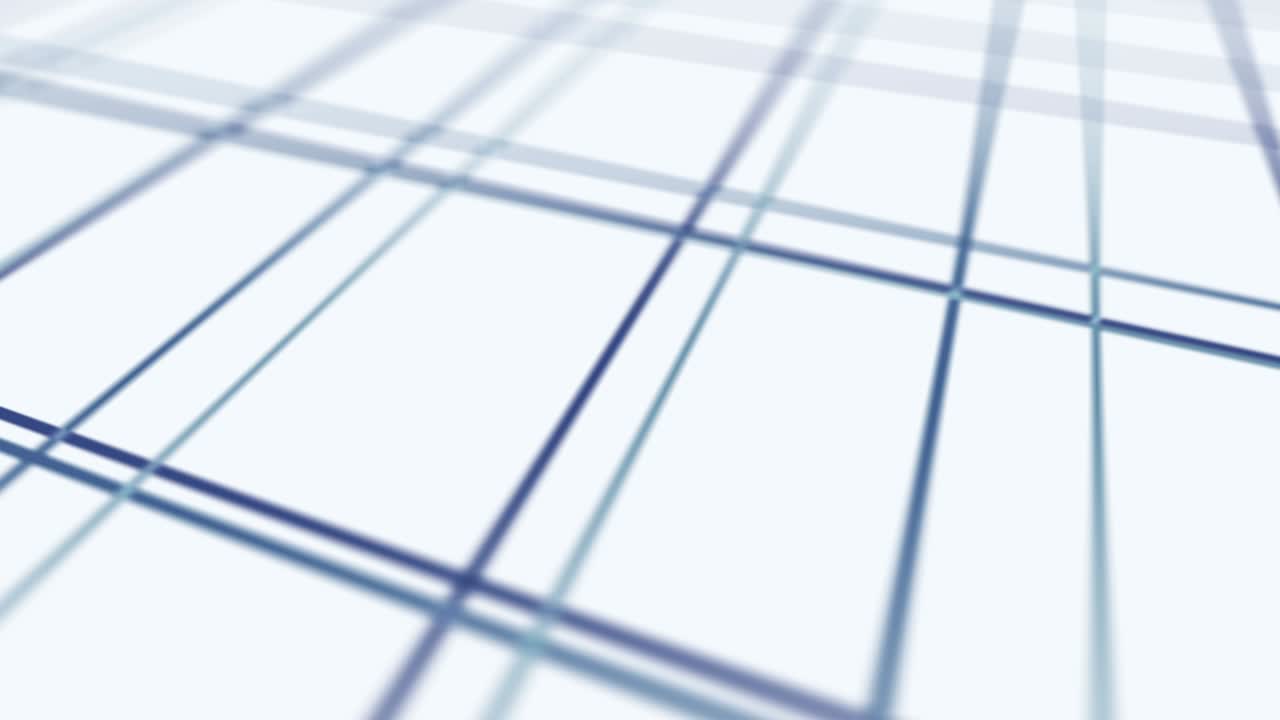 푸른 네온 선의 밝은 기술, 비즈니스 개념, 색 배경에서 회전하는 사각형의 3d 렌더링, 루프 애니메이션