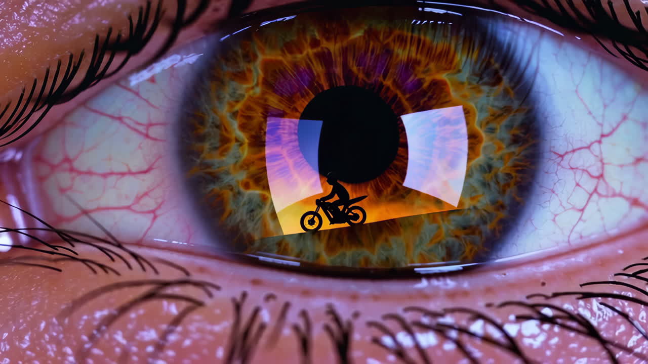 el reflejo de un motociclista en un ojo