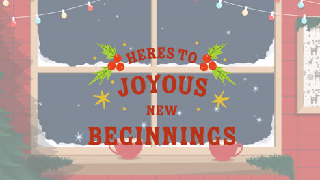 animation of merry christmas text over window