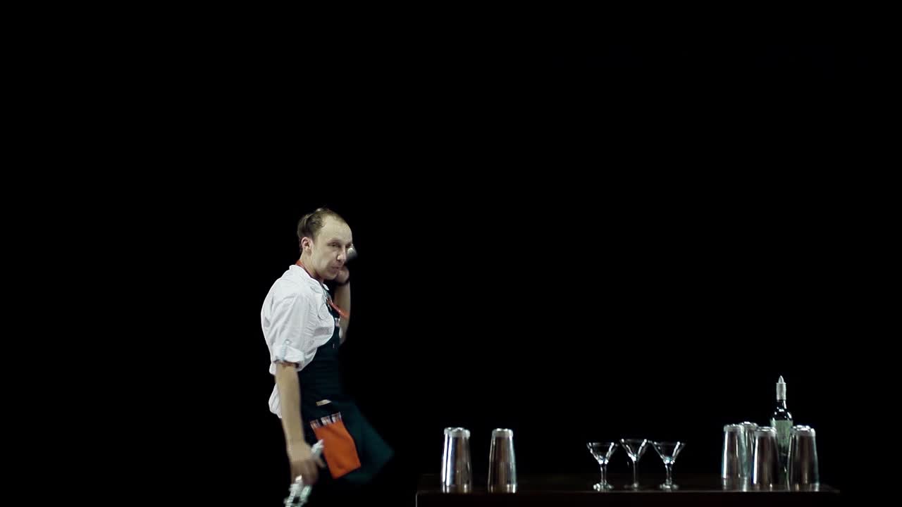 Bartender juggling the objects